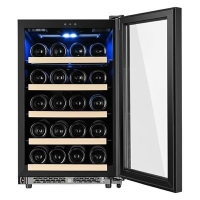 अच्छी कीमत Modern Touch Control Wine Cooler Cabinet with Hinged Door and Metal Shelving Material ऑनलाइन